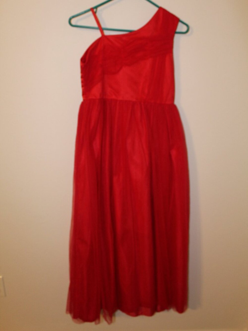 SHEIN one shoulder red floor length dress size 12Y